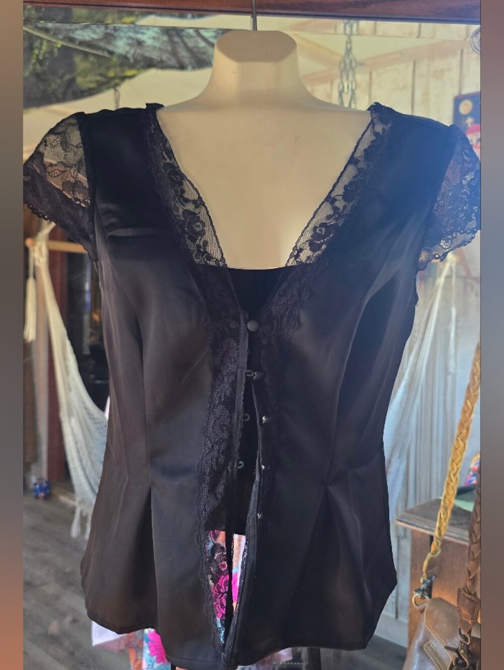 Kinsley + Zoey Lace-Trim Satin Top